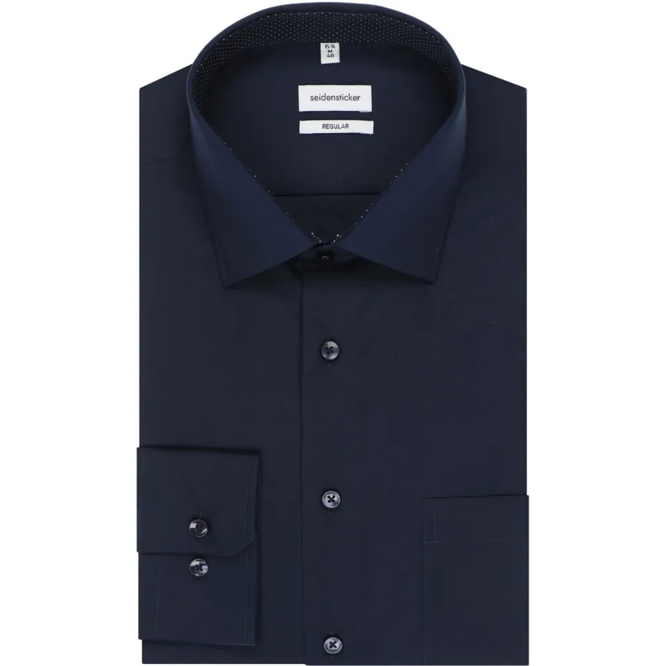 Seidensticker regular fit overhemd donkerblauw