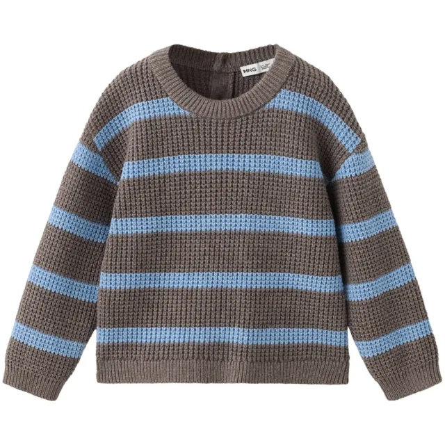 Mango Kids katoenen gestreepte trui - bruin Bruin/lichtblauw