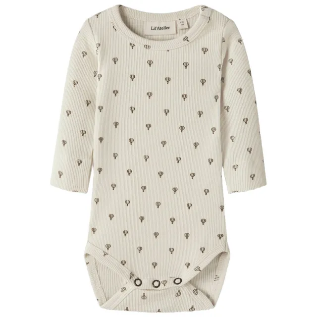 Lil' Atelier BABY gebreide romper met print - ecru