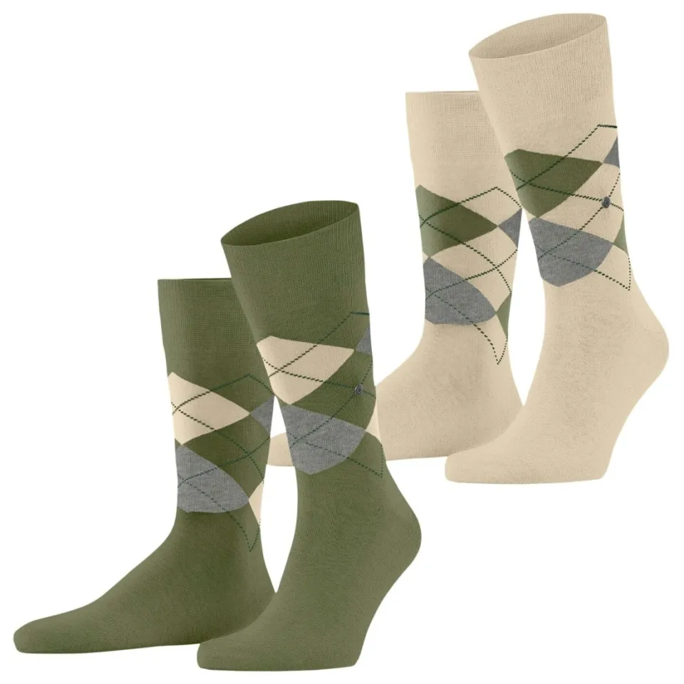 Burlington Everyday Argyle sokken groen beige Multicolour