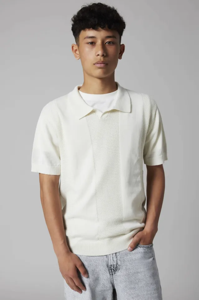 LMTD polo fijn gebreid wit Offwhite