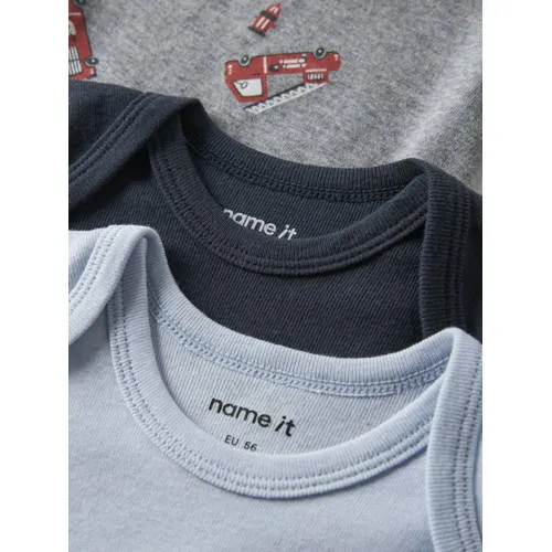 NAME IT BABY romper - blauw/grijs/donkerblauw (set van 3), foto 7