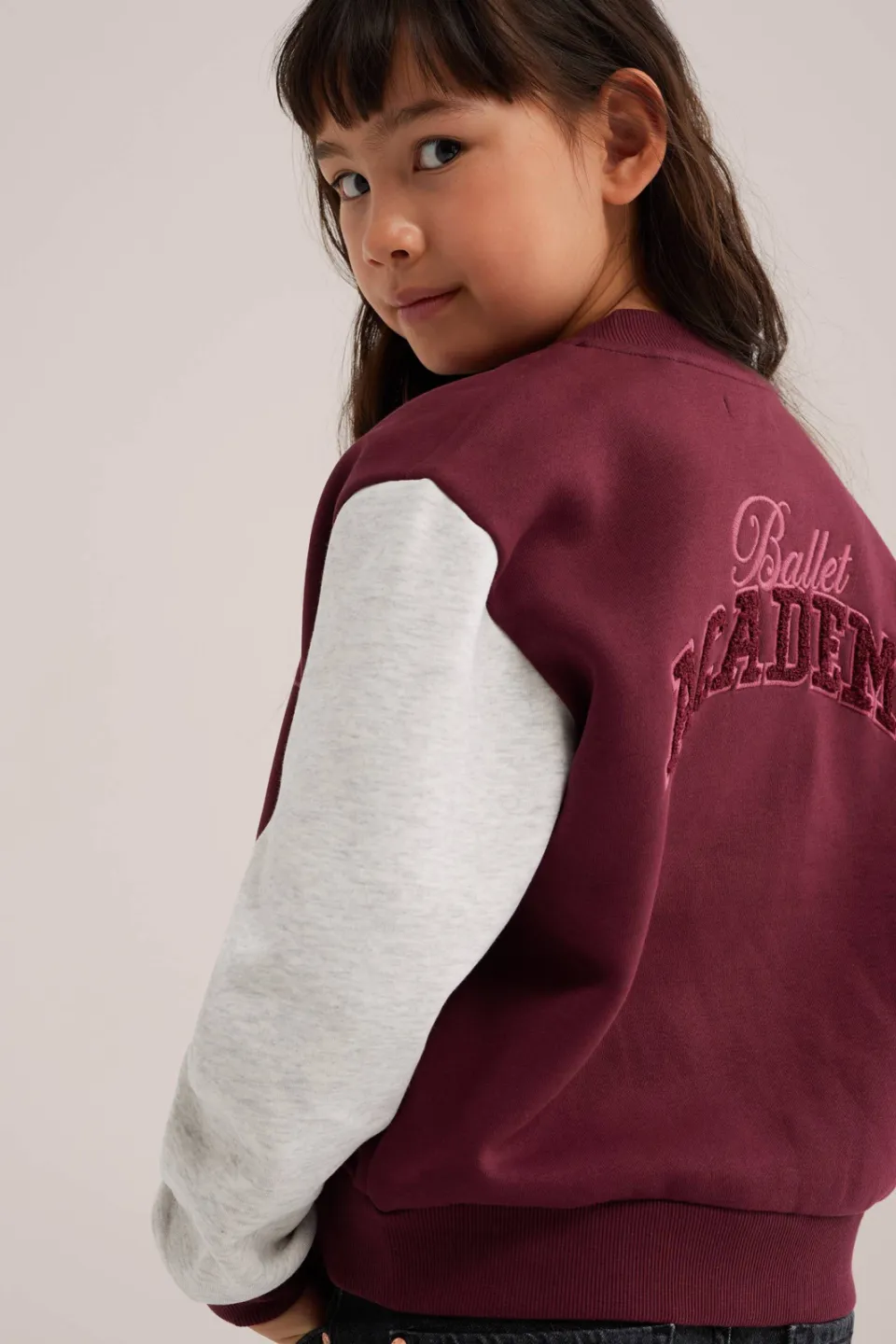 WE Fashion bomberjack donkerrood donkerrood/grijs melange, foto 6