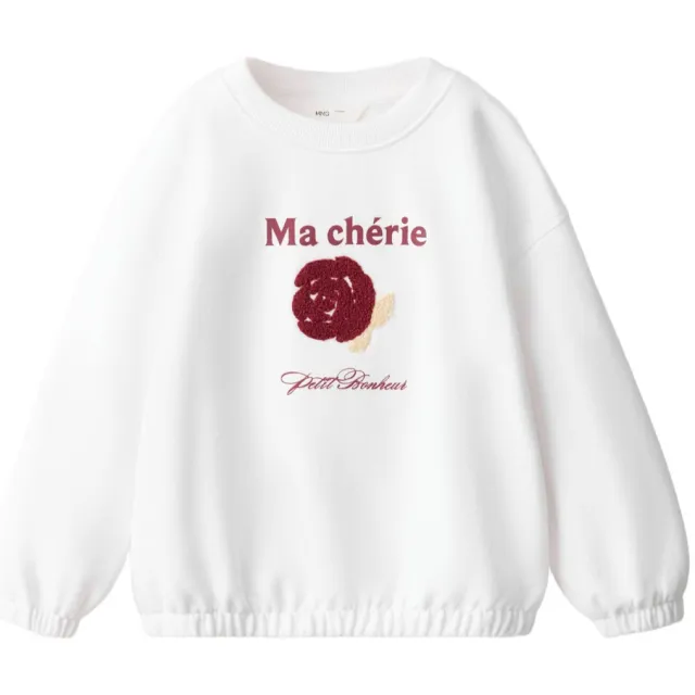 Mango Kids sweater met borduursels - naturel wit
