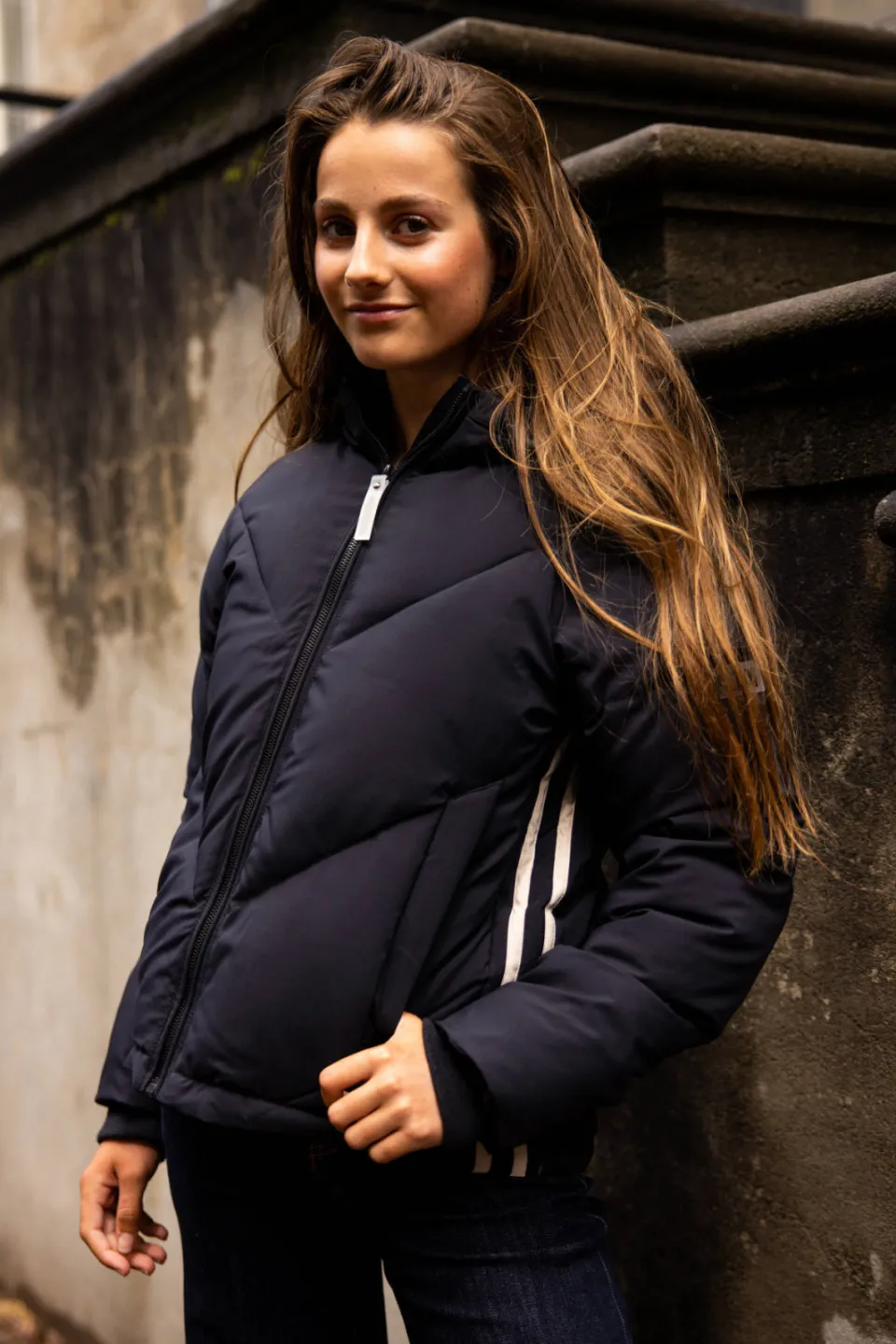 LOOXS 10sixteen gewatteerde gestreepte quilted winterjas - zwart, foto 7