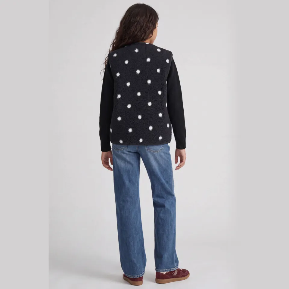 JJXX GIRL rechtvallend teddy gilet met stippen - zwart, foto 6