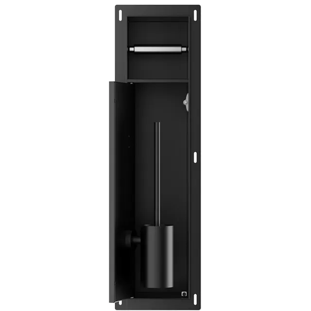 Boss & Wessing Toiletrol- en Borstelhouder Inbouw BWS Milan Betegelbaar Mat Zwart