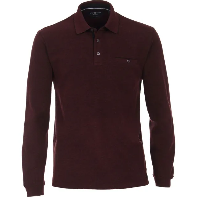 Casa Moda Regular Fit polo lange mouw bordeaux rood