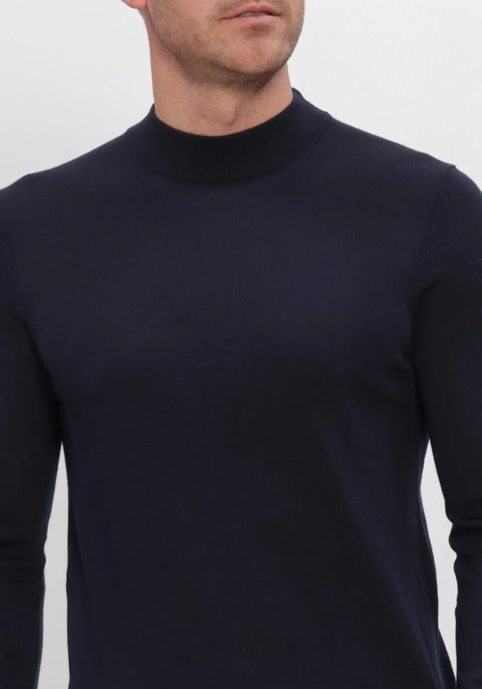 Profuomo Heren Truien & Vesten Pullover Mock Neck Extrafine Merino - Donkerblauw, foto 4