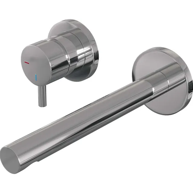 Brauer Inbouw Wastafelmengkraan Brauer Chrome Edition Coldstart Rechte Uitloop Korte Ronde Hendel Links Chroom Met Rozetten