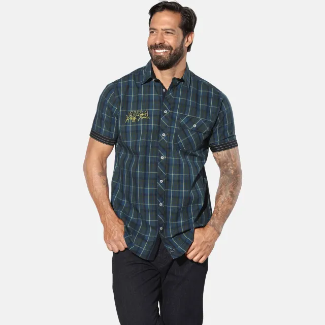 Jan Vanderstorm +FIT COLLECTIE casual overhemd EMYLS Plus petrol