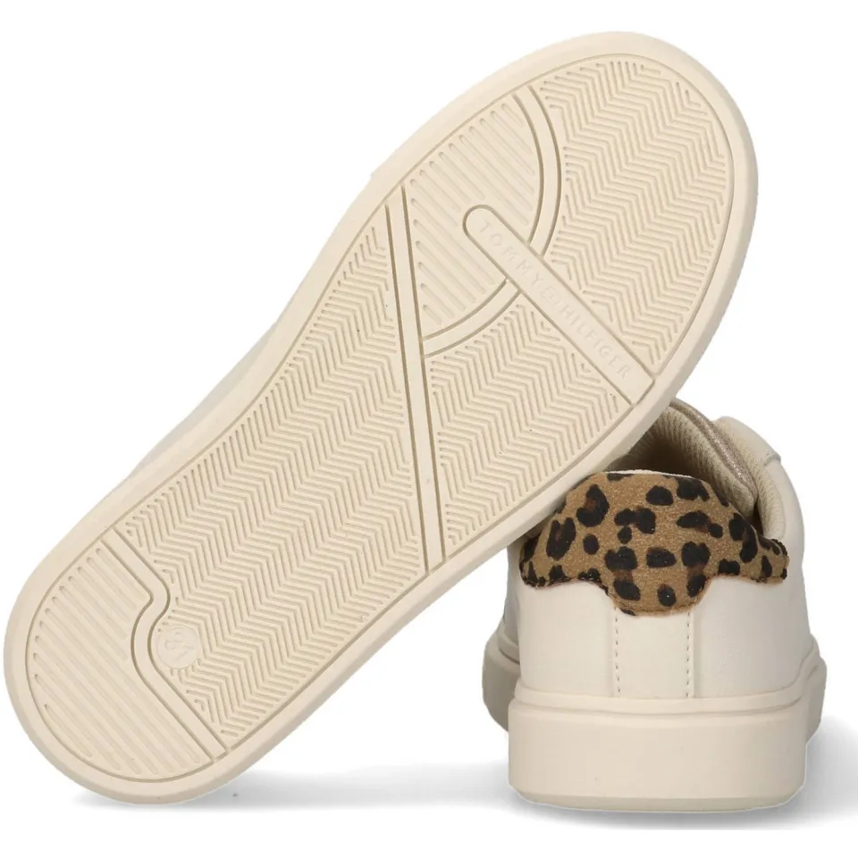 Tommy Hilfiger Schoolkind/tiener imitatieleren sneakers met panterprint - beige, foto 4