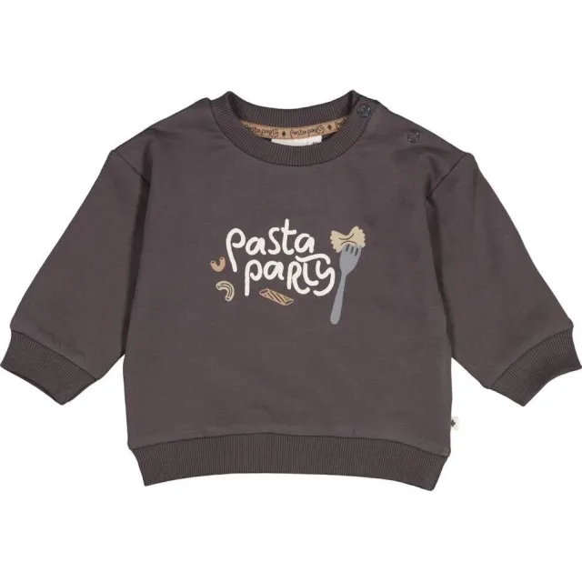 Feetje sweater Pasta Party antraciet/offwhite/camel