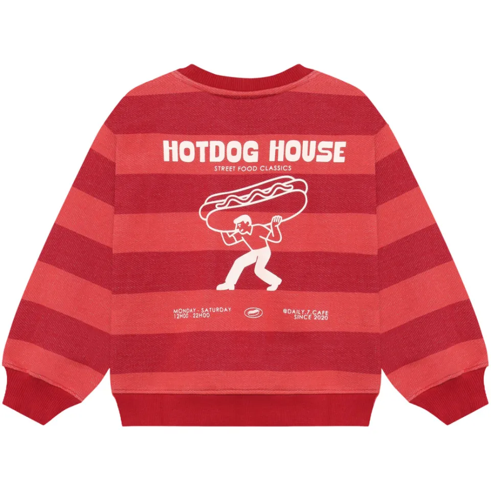 Daily7 oversized gestreepte sweater - rood, foto 3