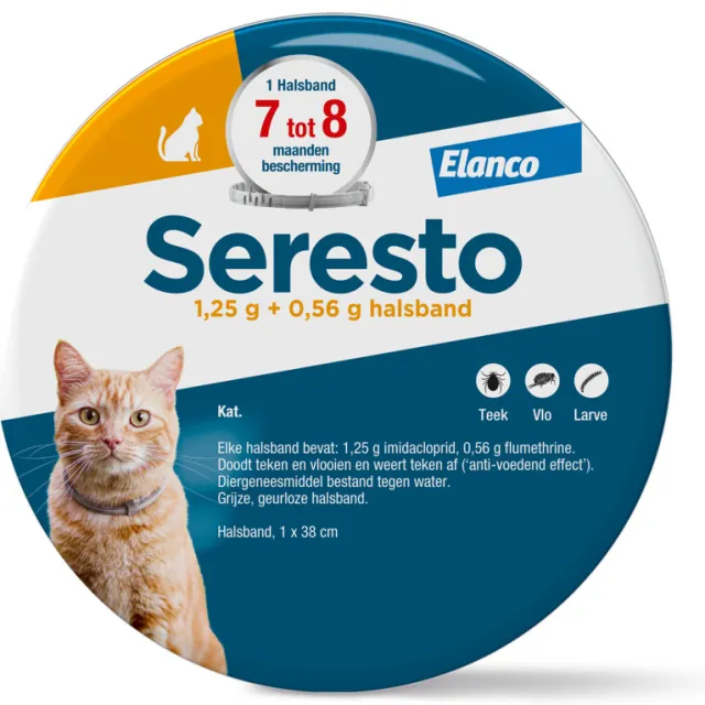 Seresto anti vlooien en tekenhalsband kat grijs