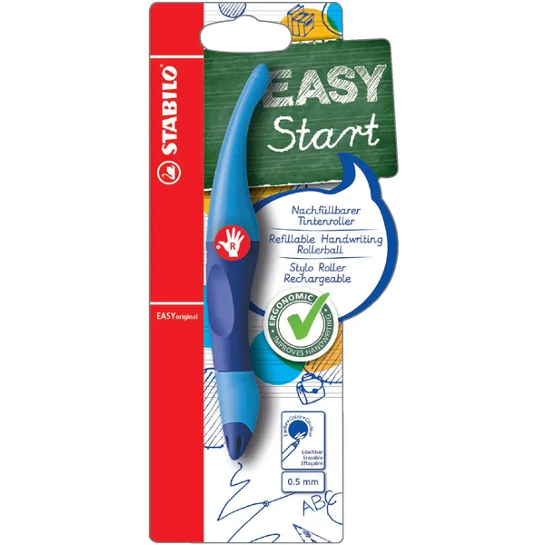 Stabilo Rollerpen stabilo easyoriginal rechtshandig Licht/donkerblauw blister