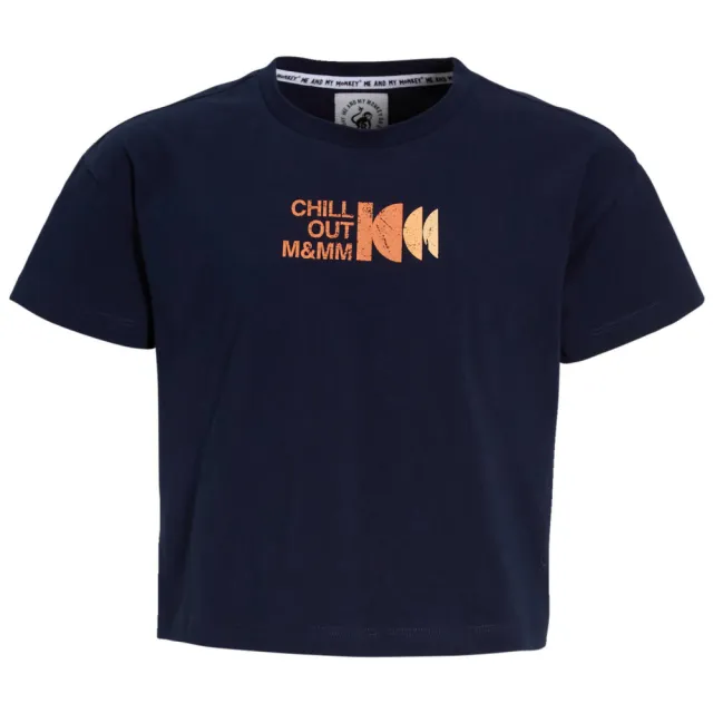 Me & My Monkey boxy T-shirt Avery met backprint donkerblauw
