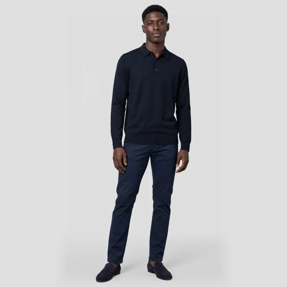 Profuomo wollen regular fit gebreide trui - donkerblauw, foto 3