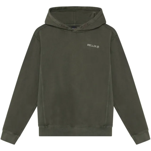 Rellix rechtvallende hoodie met backprint - donkergroen