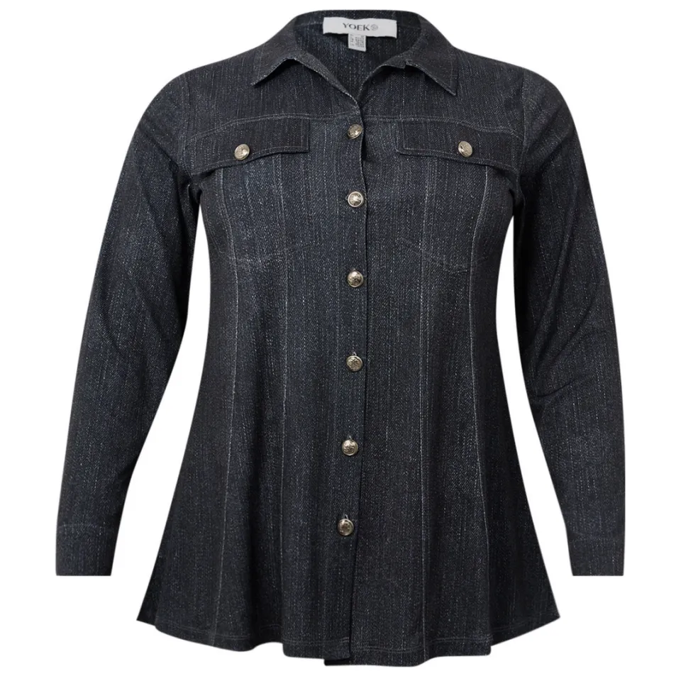 Yoek denim blouse zwart, foto 3