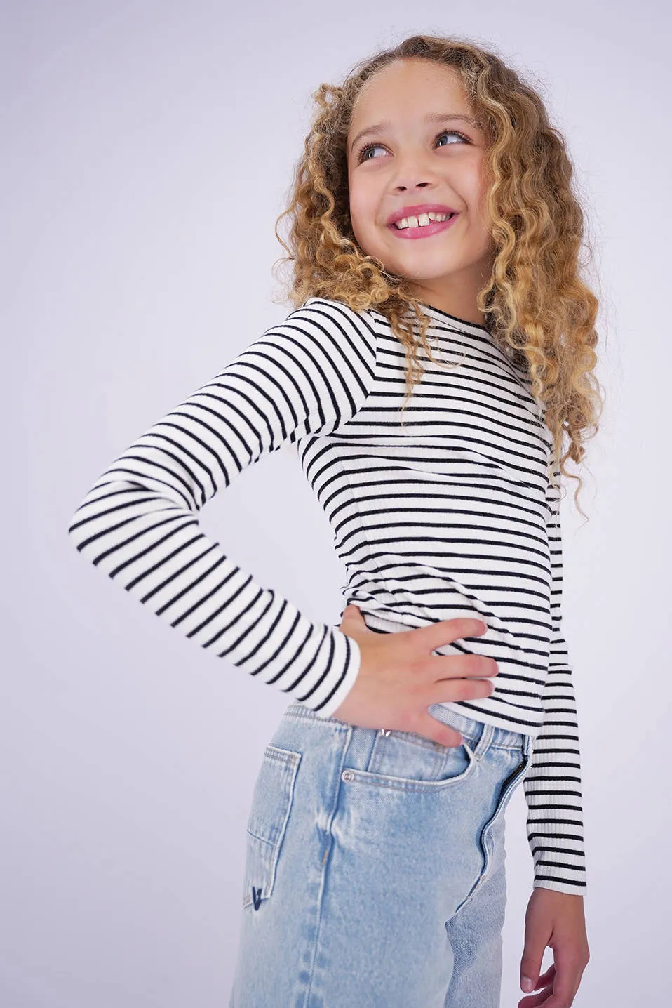 Vingino gestreepte longsleeve zwart/offwhite, foto 6