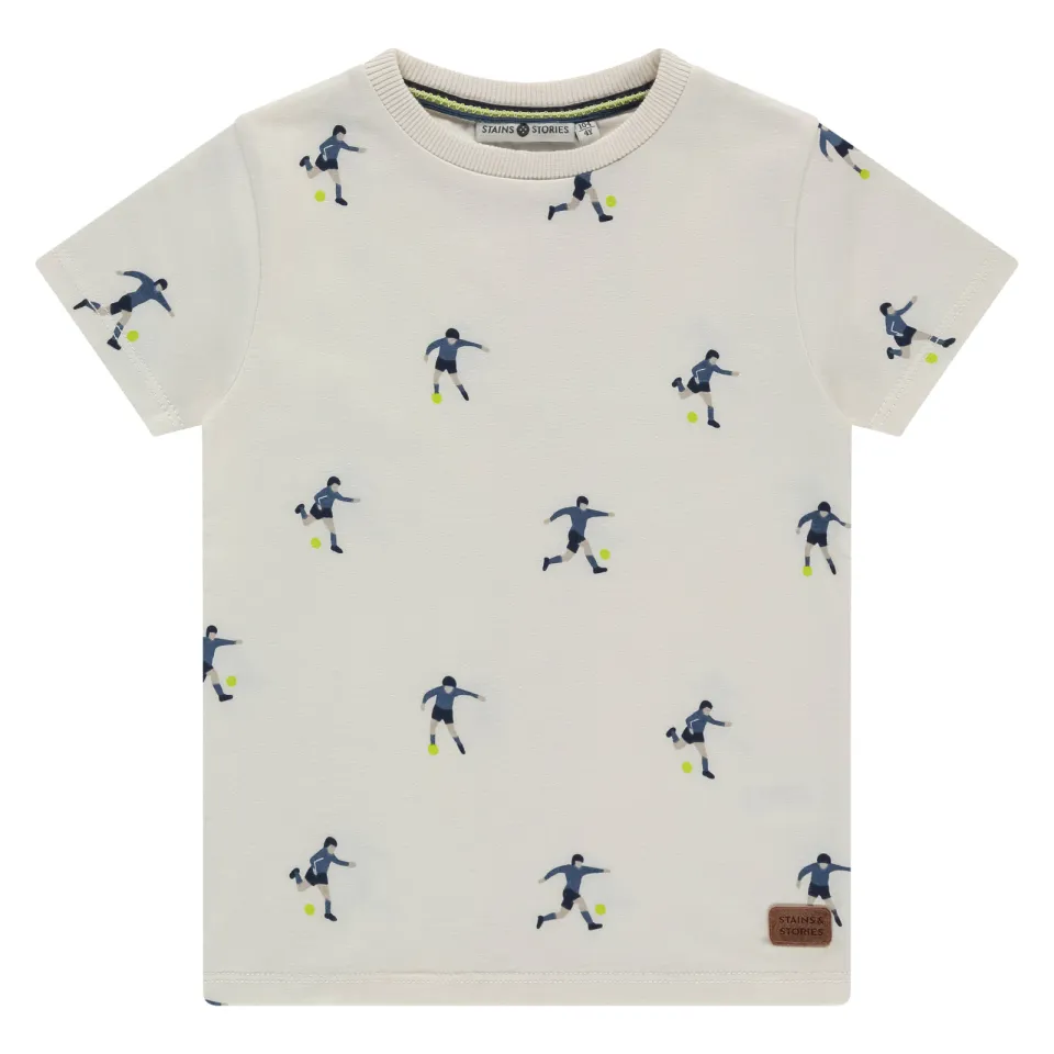 Stains&Stories T-shirt ecru met all-over print, foto 2
