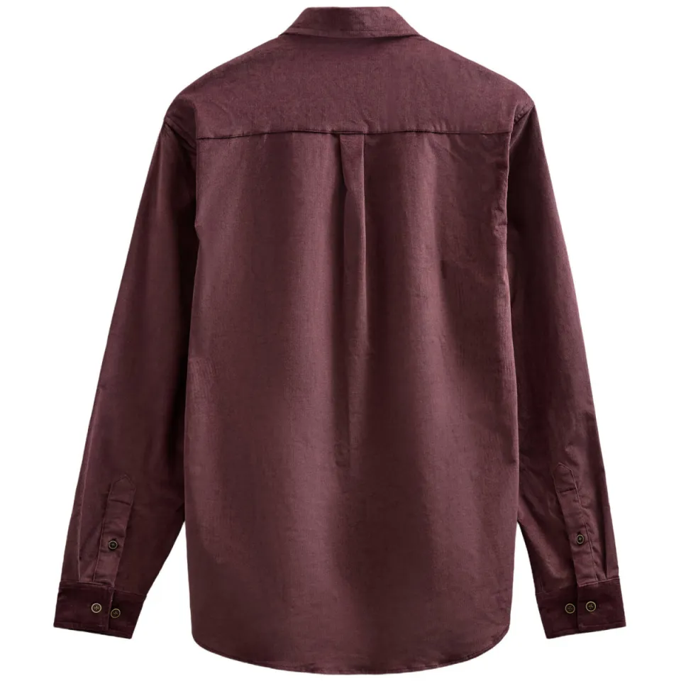 Anerkjendt regular fit corduroy overhemd - donkerrood, foto 3