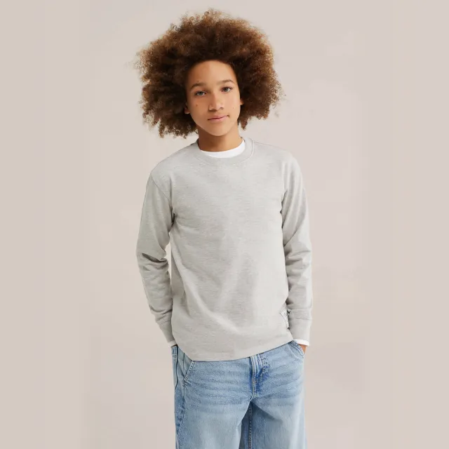 WE Fashion longsleeve lichtgrijs lichtgrijs melange, foto 5