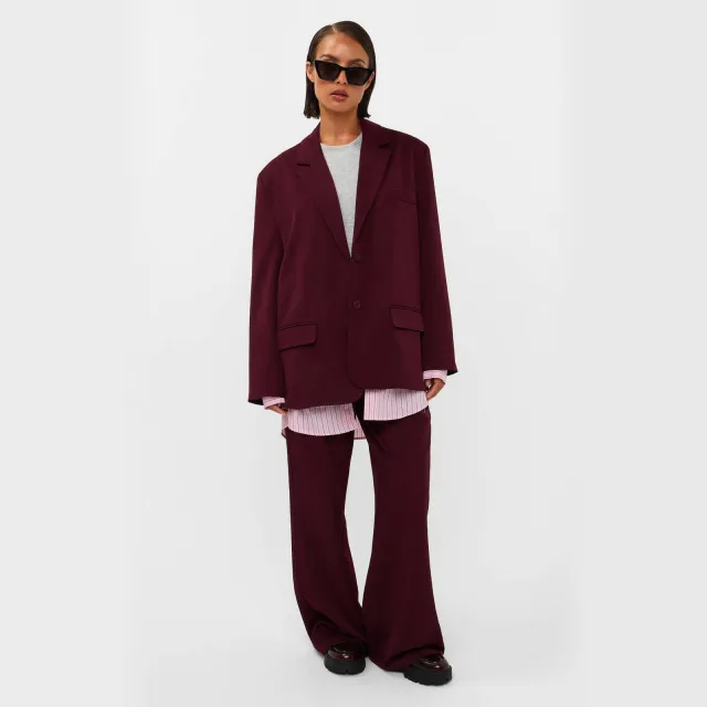 Studio AMAYA wide leg broek met plooien - donkerrood
