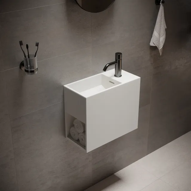 Ideavit Wastafel Ideavit Solidwash 45x22x38 cm Solid Surface Mat Wit