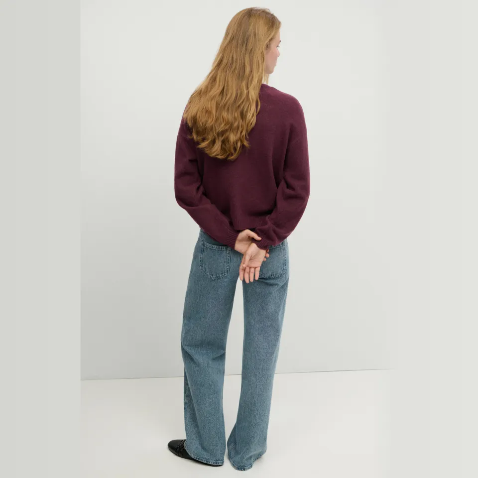 Mango TEEN gebreide trui met wol - donkerrood, foto 3