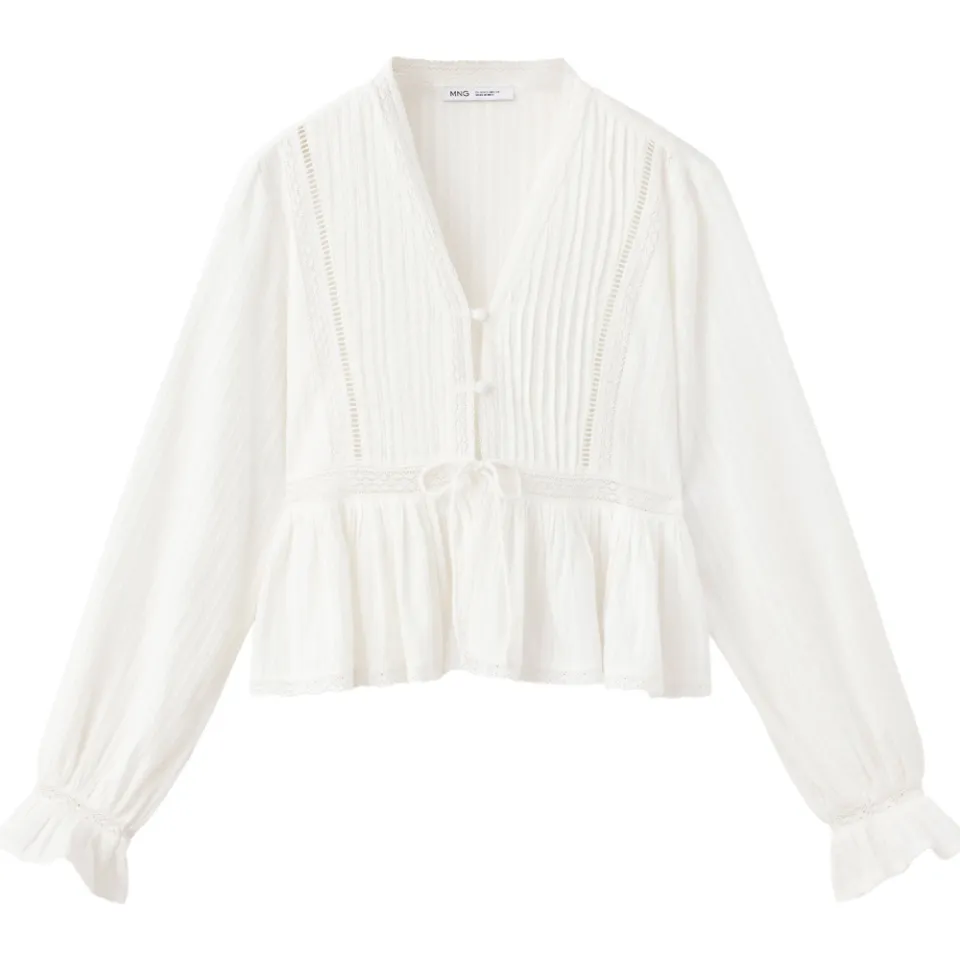 Mango blouse met peplum ecru, foto 2