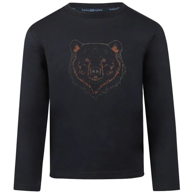 Koko Noko longsleeve met beerprint donkerblauw, foto 2