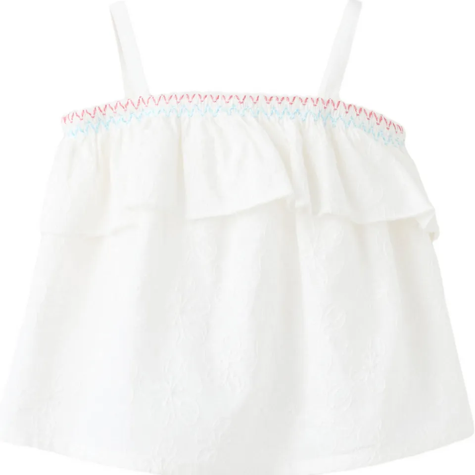 Mango top met borduursels en ruches wit, foto 3