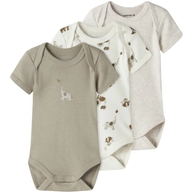 NAME IT BABY romper - groen/wit/grijs (set van 3), foto 2