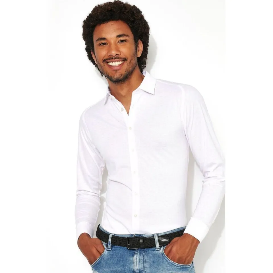 Desoto Slim Fit jersey overhemd wit