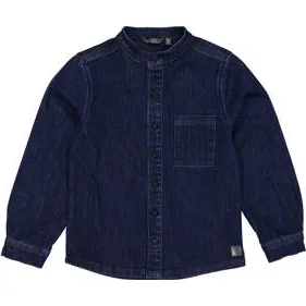 LEVV Little denim overhemd donkerblauw Effen