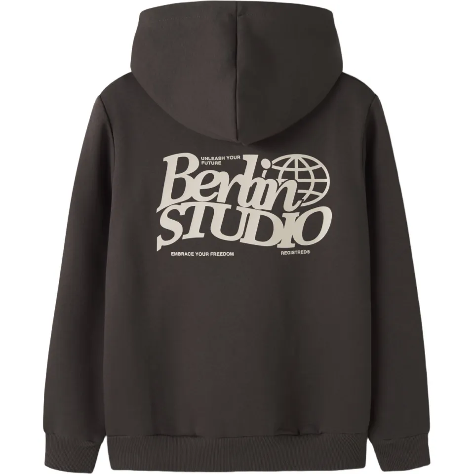 LMTD hoodie met backprint - donkerbruin, foto 2