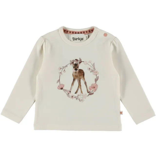 Dirkje longsleeve wit met hertenprint, foto 2