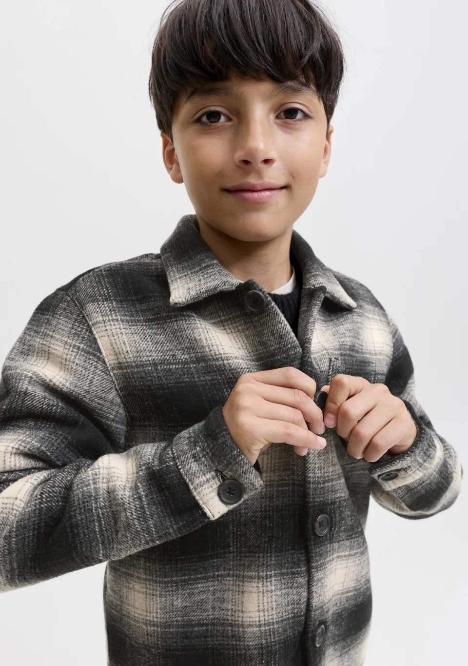 Jack & Jones JUNIOR geruit overshirt - antraciet, foto 4