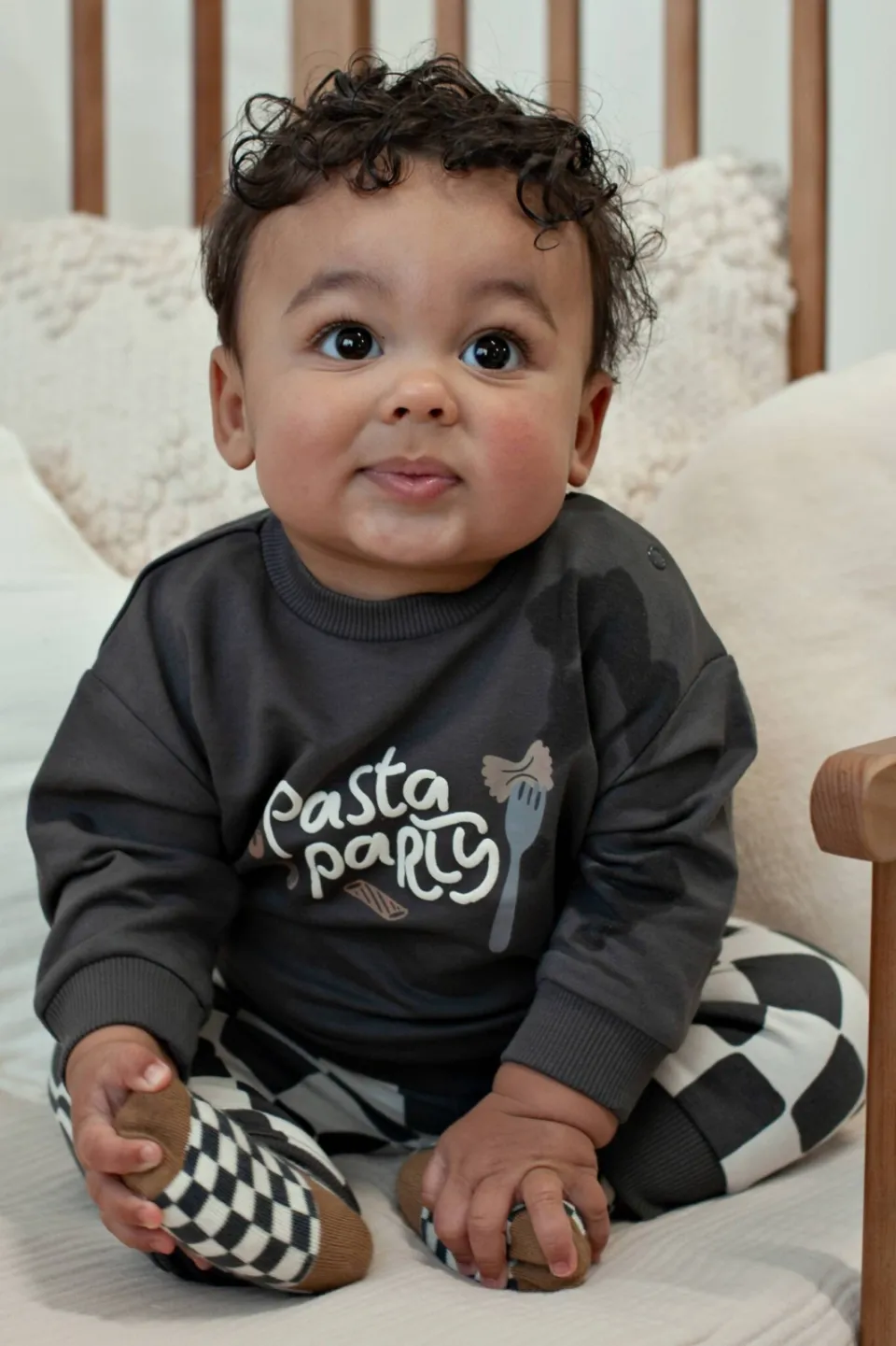 Feetje sweater Pasta Party antraciet/offwhite/camel, foto 2