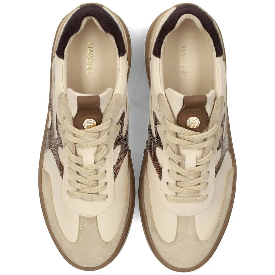Haboob Aurelie leren sneakers met plateauzool - beige, foto 4