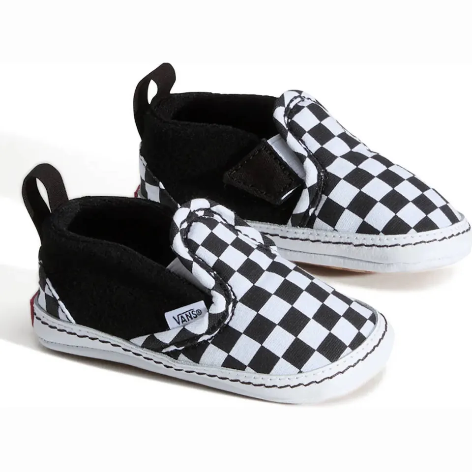 Vans Slip-On V Crib babyschoenen zwart-wit geruit, foto 4