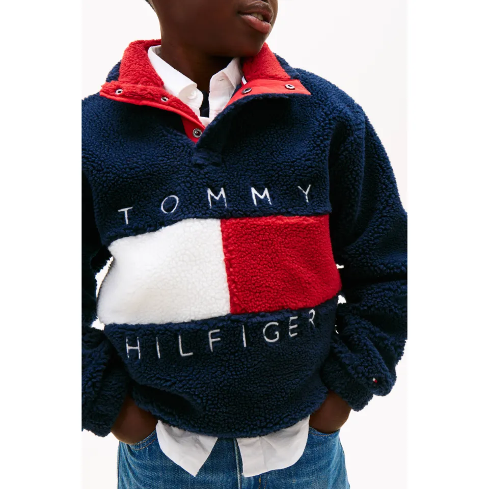 Tommy Hilfiger teddy fleecetrui donkerblauw, foto 6