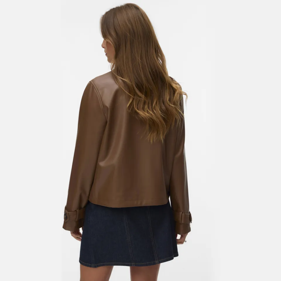 Vero Moda imitatieleren trenchcoat - bruin, foto 4
