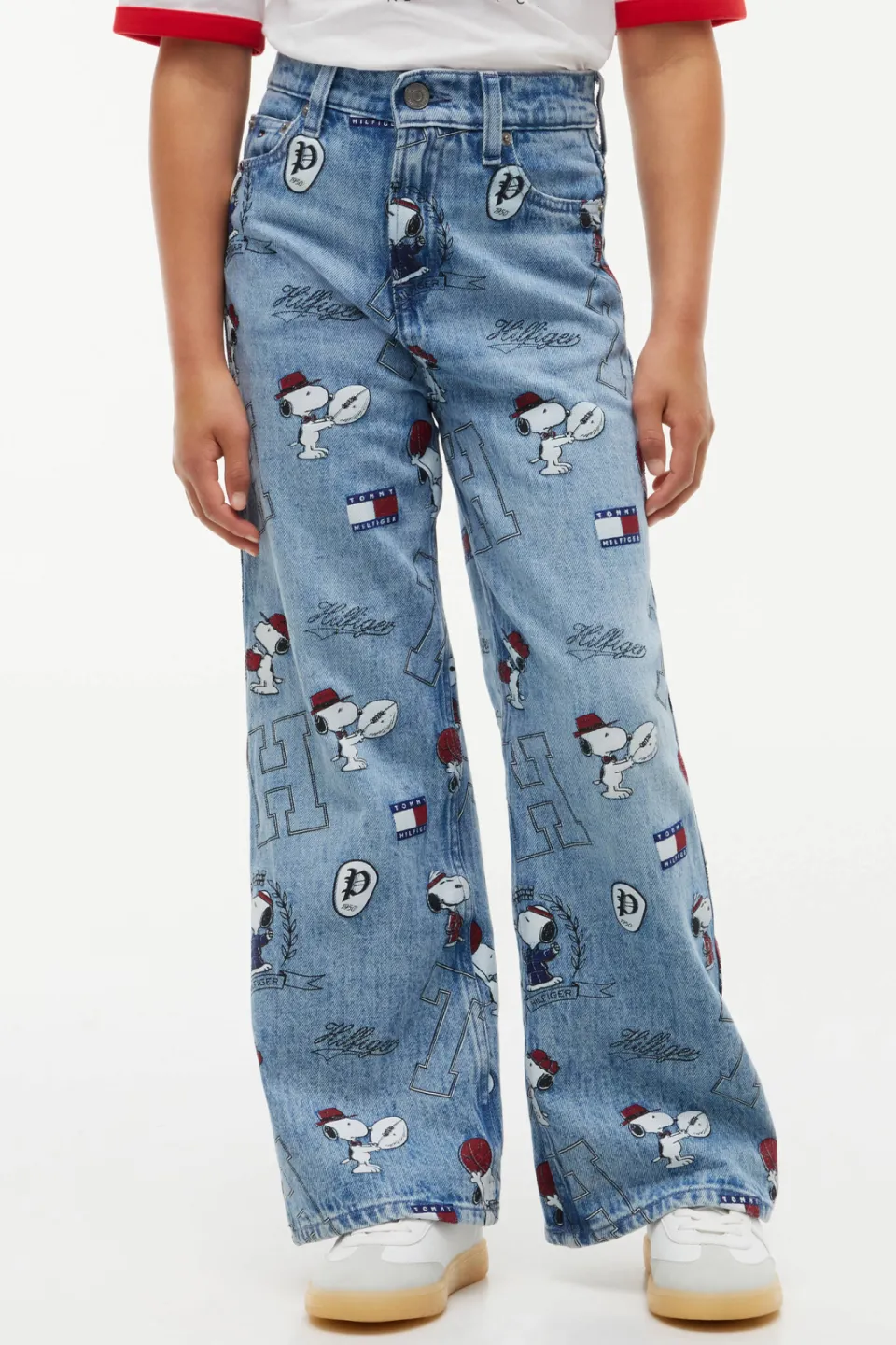 Tommy Hilfiger x Peanuts Snoopy Mabel wide leg jeans met print - lichtblauw denim, foto 5