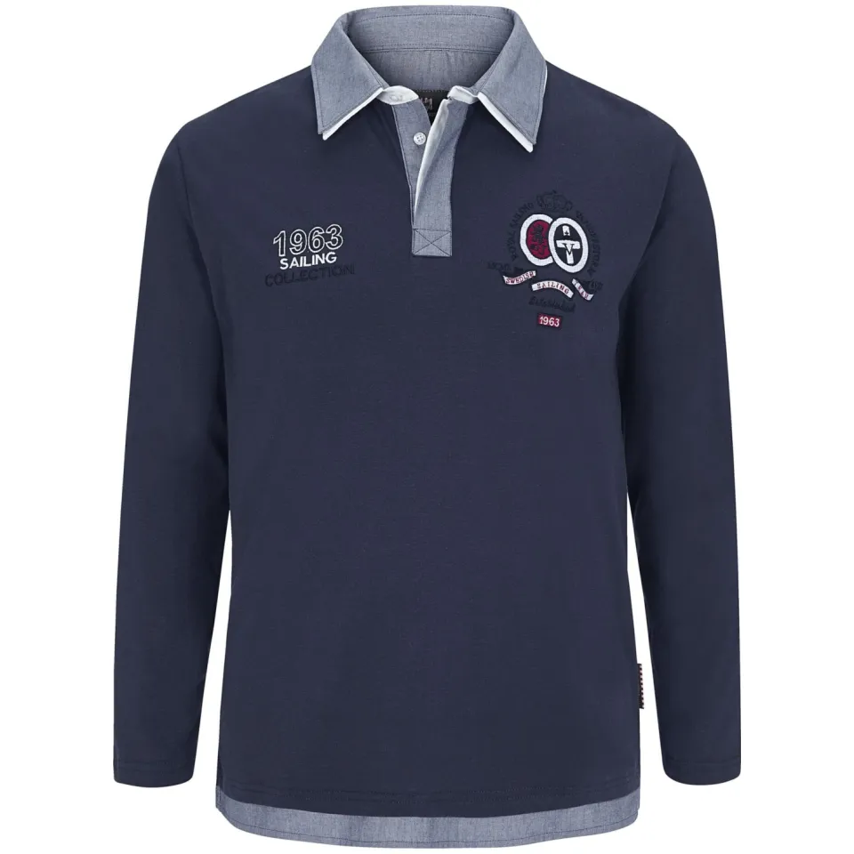 Jan Vanderstorm polo FENNO Plus Size met printopdruk donkerblauw blauw, foto 2
