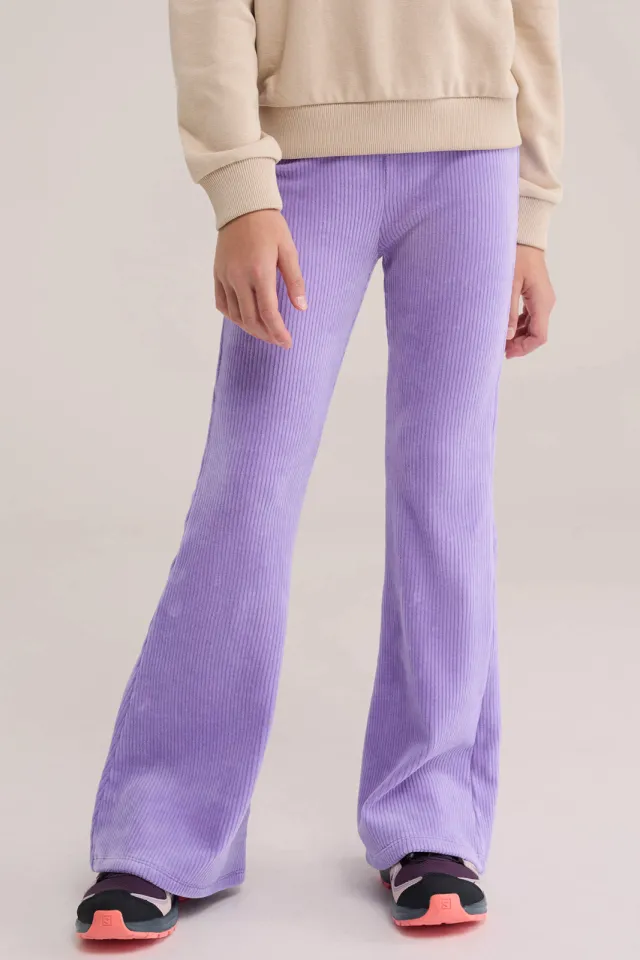 WE Fashion fluwelen flared broek paars, foto 3
