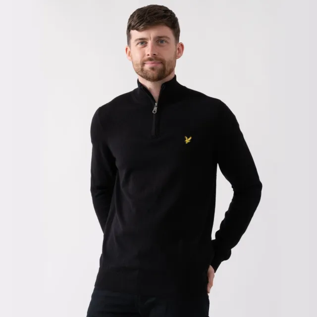 Lyle & Scott Lyle and Scott Cotten marino quarter zipper Zwart