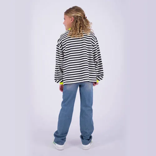 Vingino gestreepte sweater - zwart/ecru/neongeel, foto 4